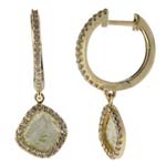 0.30-0.40 Cts Diamond & 0.58-0.78 Cts Light Yellow Slice Diamond Earrings in 14K Yellow Gold