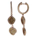 0.57-0.67 Cts Diamond & 2.13-2.33 Cts Medium Yellow Slice Diamond Earrings in 14K Yellow Gold