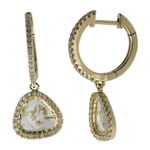 0.40-0.50 Cts Diamond & 1.62-1.82 Cts Light Grey Slice Diamond Earrings in 14K Yellow Gold