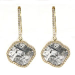 0.39-0.49 Cts Diamond & 3.35-3.55 Cts Light Grey Slice Diamond Earrings in 14K Yellow Gold
