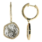 0.42-0.52 Cts Diamond & 4.77-4.97 Cts Light Grey Slice Diamond Earrings in 14K Yellow Gold