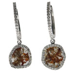 0.36-0.46 Cts Diamond & 1.63-1.83 Cts Medium Brown Slice Diamond Earrings in 14K White Gold