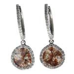0.47-0.57 Cts Diamond & 1.64-1.84 Cts Medium Brown Slice Diamond Earrings in 14K White Gold