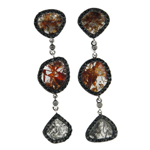 0.04-0.09 Cts Diamond & 0.83-0.93 Cts Black Diamond & 5.78-5.98 Cts Medium Brown & Light Grey Slice Diamond Earrings in 14K White Gold