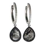 0.17-0.27 Cts Diamond & 0.21-0.31 Cts Black Diamond & 1.66-1.86 Cts Medium Grey Slice Diamond Earrings in 14K White Gold