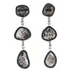 0.04-0.09 Cts Diamond & 0.58-0.68 Cts Black Diamond & 4.48-4.68 Cts Medium Grey Slice Diamond Earrings in 14K White Gold