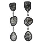 0.04-0.09 Cts Diamond & 1.05-1.15 Cts & 6.34-6.54 Cts Medium Grey Slice Diamond Earrings in 14K White Gold