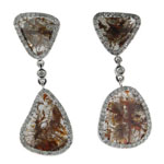 0.95-1.05 Cts Diamond & 5.73-5.93 Cts Medium Grey Slice Diamond Earrings in 14K White Gold