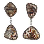 0.02-0.07 Cts Diamond & 0.97-1.07 Cts Brown Diamond & 6.05-6.25 Cts Medium Brown Slice Diamond Earrings in 14K White Gold