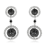 1.40 Cts Black & White Diamond Dangle Earrings in 14K White Gold
