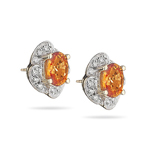 0.25 Ct Diamond & 1.82 Ct Orange Sapphire Earrings in 18K Yellow Gold