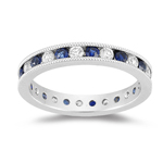3/5 Ct Diamond & 9/10 Ct Sapphire Eternity Band with Milgrain