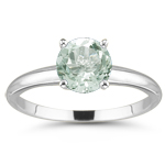 1.59 Ct 8 mm AAA Round Green Amethyst Solitaire Four Prong Ring-14KW