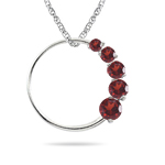 0.70 Cts AA Round Garnet Journey Circle Pendant in 14K White Gold