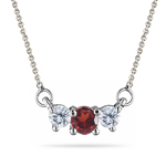 4 mm Garnet & 1/4 Cts Diamond Pendant in 18K White Gold