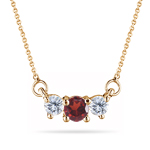 4 mm Garnet & 1/4 Cts Diamond Pendant in 18K Yellow Gold