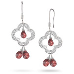 4.00 Cts Clover Shaped Garnet Dangle Earrings in Sterling Silver 