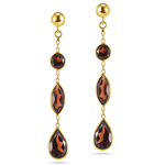 3.80 Cts Garnet Drop Earrings in 14K Yellow Gold