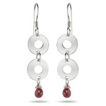 1.20 Cts Garnet Twin Circle Drop Earrings in Sterling Silver