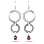 1.20 Cts Garnet Duet Circle Drop Earrings in Sterling Silver