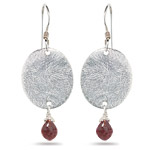 1.20 Cts Garnet Oval Earrings in Sterling Silver