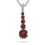 0.02 Cts Diamond & 2.00 Cts Garnet Journey Pendant in 14K White Gold