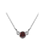 0.60 Ct Round Garnet Pendant in 18K White Gold
