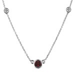 0.10 Ct Diamond & 0.60 Ct Garnet Necklace in 18K White Gold