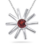 0.20 Ct 4 mm AA Round Garnet Solitaire Star-shaped Pendant in Silver