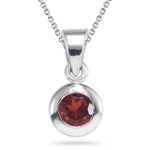 0.28-0.36 Cts of 4 mm AAA Round Garnet Solitaire Pendant in Silver