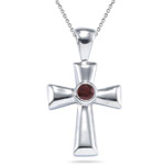 0.10 Cts of 3 mm AA Round Garnet Templar Cross Pendant in Silver