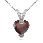 0.87 Cts 6 mm AA Heart Garnet Solitaire Pendant in 14K White Gold