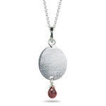 0.50-0.75 Cts Garnet Drop Oval Pendant in Sterling Silver