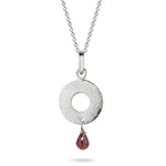 0.60 Cts Garnet Drop Circle Pendant in Sterling Silver