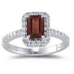 0.26 Ct Diamond & 1.15 Ct Garnet Ring in 18K White Gold