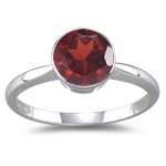 1.58 Cts of 7 mm AA Round Garnet Solitaire Ring in 14K White Gold