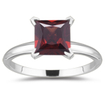 0.73 Cts Garnet Solitaire Ring in 14K White Gold