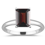 1.11 Cts Garnet Solitaire Ring in 18K White Gold