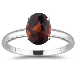 2.24 Cts Garnet Solitaire Ring in 18K White Gold
