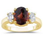 1.82 Cts White Sapphire & 6.88 Cts Garnet Ring in 18K Yellow Gold