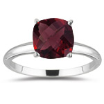 0.70 Cts Garnet Solitaire Ring in 14K White Gold