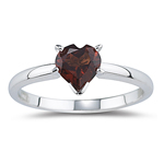 0.73 Cts of 6 mm AA Heart Garnet Ring in 14K White Gold