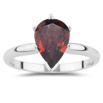 1.83 Cts of 10x7 mm AA Pear Garnet Solitaire Ring in 14K White Gold