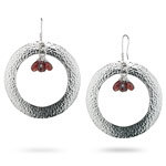 8.50 Cts Garnet Circle Earrings in Sterling Silver