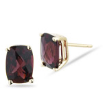 Garnet Stud Earrings (7x5 Long Cushion Checkered) in 14K Yellow Gold