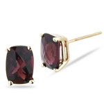 2.40-2.81 Ct 7x5 AA Long Cush Check Garnet Stud Earrings in 14K Yellow Gold