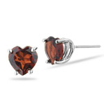Garnet Heart (6 mm) Stud Earrings in 14K White Gold 