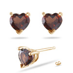 Garnet (5mm Heart) Stud Earrings in 14K Yellow Gold