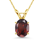 6.65-8.45 Cts of 14x10 mm AAA Oval Garnet Solitaire Pendant in 14K Yellow Gold