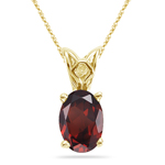 7.35 Cts of 14x10 mm AAA Garnet Scroll Solitaire Pendant in 14K Yellow Gold